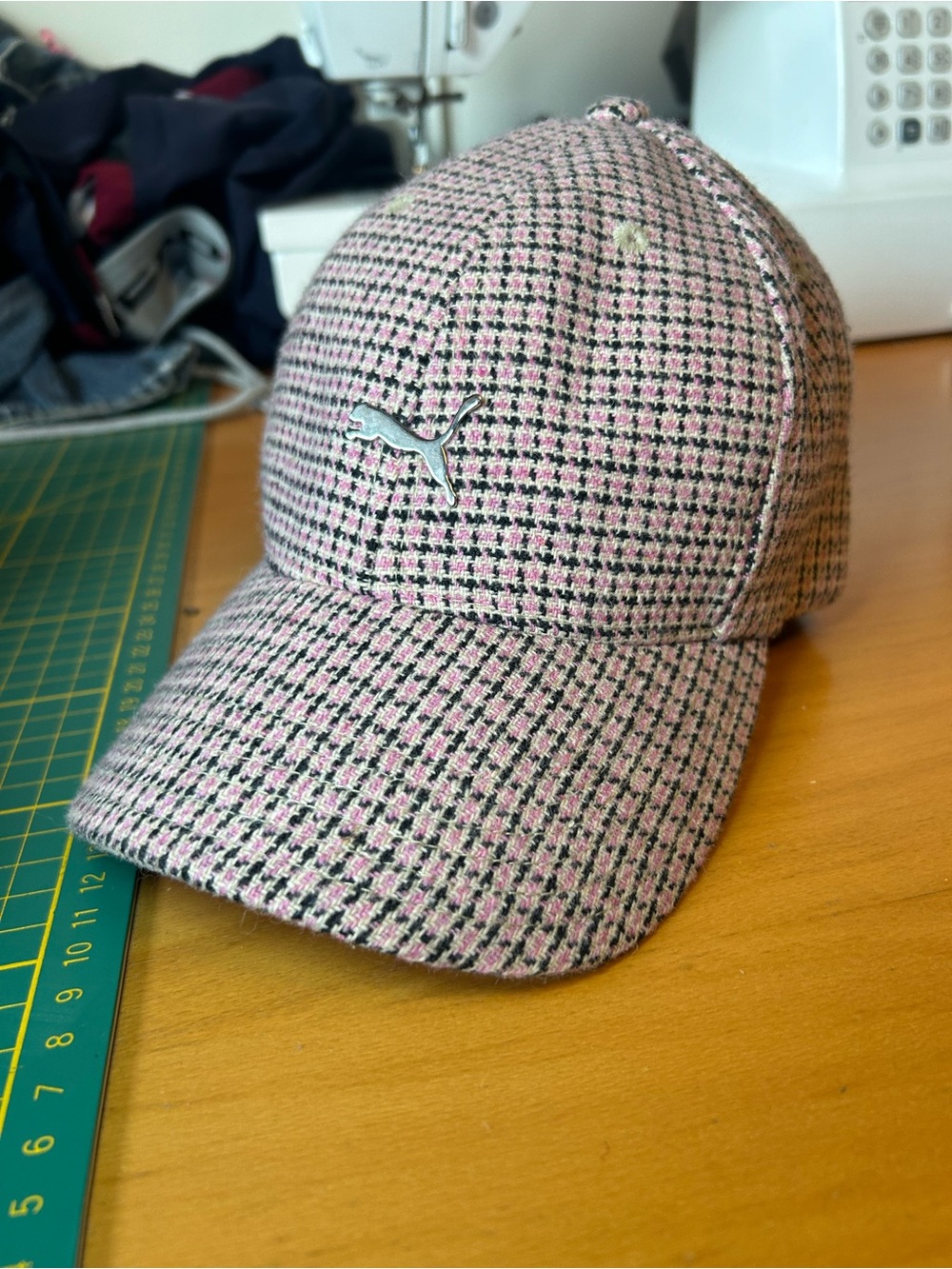Vintage Puma wool check adjustable baseball cap